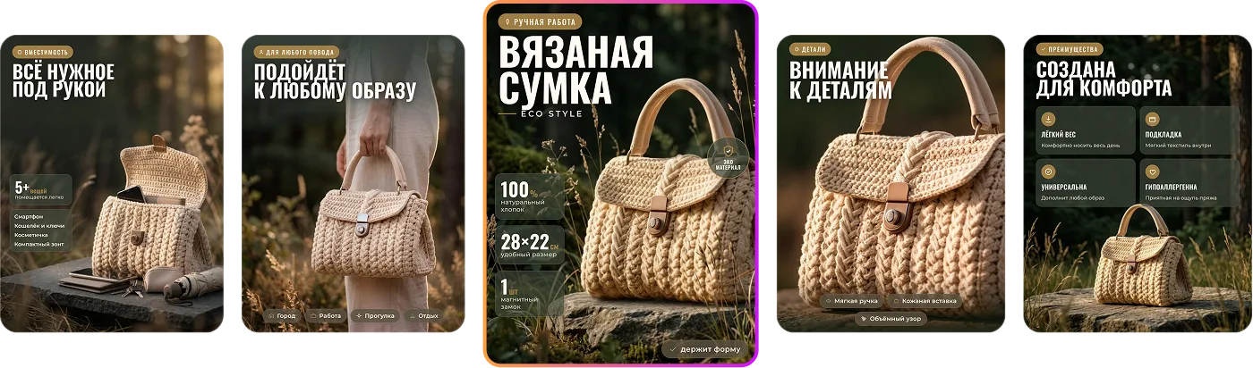 Серия готовых карточек товара для маркетплейса